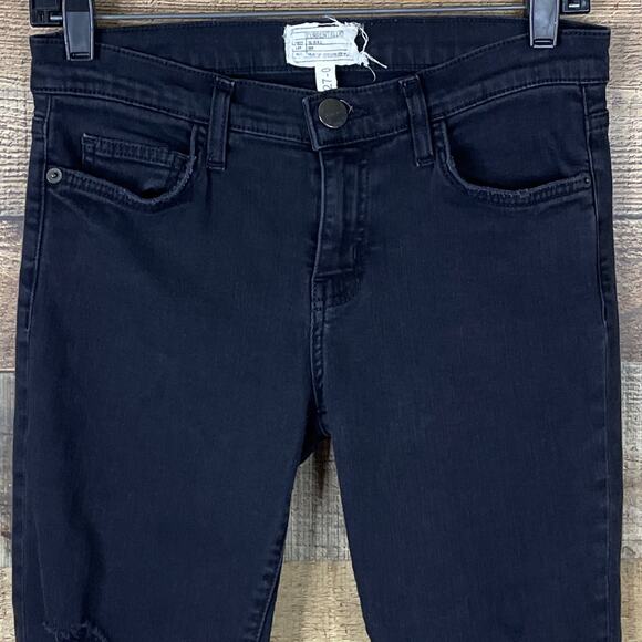 Current/Elliott The Stiletto Destroyed Skinny Jeans Jet Black Destroy Size 27 - Picture 2 of 10